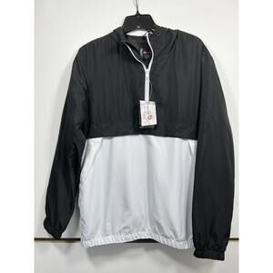 Baleaf Men’s 1/4 Zip Pullover Windbreaker Long Sleeved Black And White Size L